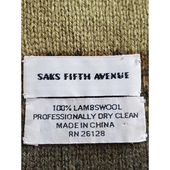 Saks Fifth Avenue Women 100% Lambswool Scarf Green One Size - Picture 2 of 3